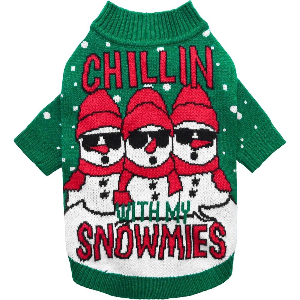 Fitwarm Chillin with My Snowmies Dog Ugly Christmas Sweater- XL